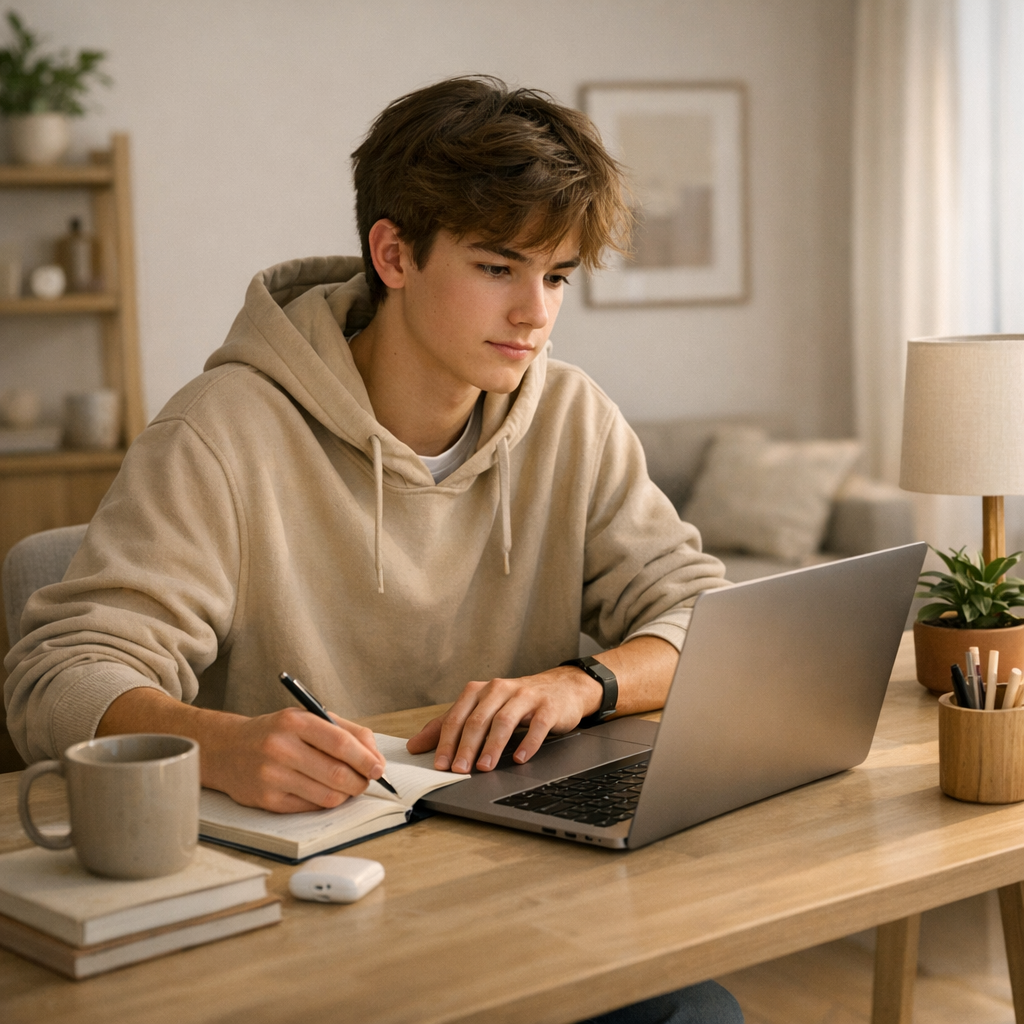 Підліток на онлайн-занятті